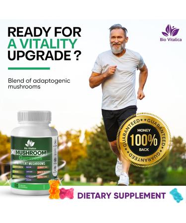 BIO VITALICA Lions Mane Mushroom Gummies - Adult Blend with 10 Mushrooms Complex for Immune Support - Mushroom Supplement (1) - Buy Online on GoSupps.com