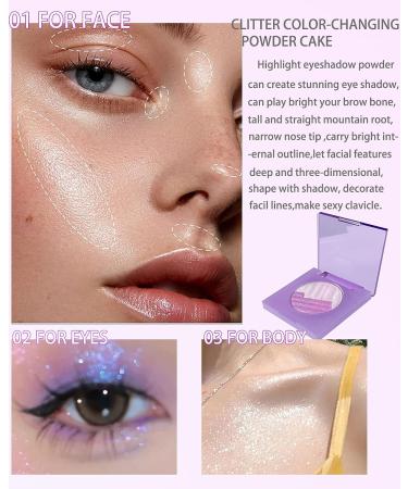 Purple Glitter Eyeshadow Palette: Multichrome Metallic Shimmer - High-Pigmented, Long-Lasting Holographic Duochrome Highlighter - Korean Eye Makeup | S10 - Buy Online on GoSupps.com