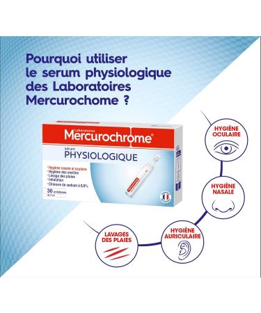MERCUROCHROME - Physiological Serum - Nasal and Ocular Hygiene - For the whole family - 0.98% Sodium Chloride - 30 units - Buy Online on GoSupps.com