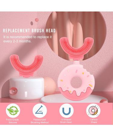 U-Shaped Toothbrush for Kids - Soft 360 Silicone Donut Toothbrush (2-8 Years) - Pink - Grundic Cleaning - Buy Online on GoSupps.com