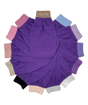 Turkish 100% Silk Exfoliating Gloves & Mitt - Bath Scrub Fake Tan Remover for Men & Women | Feel Fine (Purple & Lilac - Buy Online on GoSupps.com