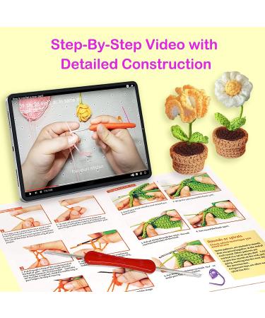 Qunland Crochet Kit for Beginners - 6 Pcs Potted Flowers DIY Kit for Adults and Kids - Yellow Crochet Starter Knitting Kit with Step-by-Step Instructions - Buy Online on GoSupps.com