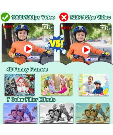 PROGRACE Kids Camera Waterproof Gift Toy - Children Digital Video Camera Underwater Camera for Kids 1080P Camcorder Toddler Sports Camera for Boys Birthday Learn Camera Pool Toys Age 3-14 Green - Buy Online on GoSupps.com