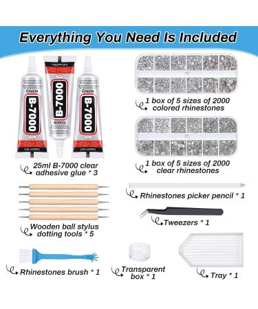 B7000 Clear Glue Bedazzler Kit with 4013PCS Rhinestones - Jewelry Making Kit for Tumblers, DIY Crafts - 3 PCS 25 ML B-7000 Adhesive - Paradise Shine Crystal Clear - Buy Online on GoSupps.com