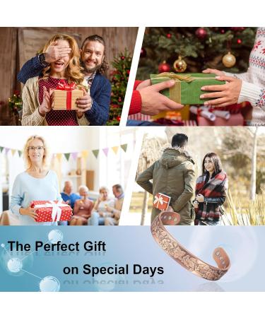 99% Pure Copper Magnetic Bracelet for Women - Adjustable Retro Flowers Design for Arthritis Relief | Copper Jewelry - Buy Online on GoSupps.com