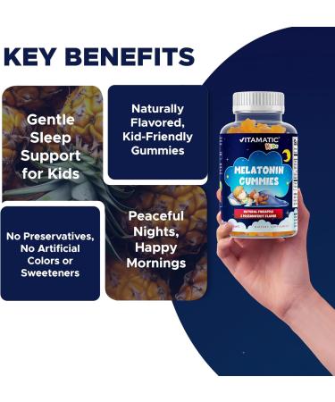 Vitamatic Sugar-Free Kids 1mg Melatonin Gummies - Pineapple & passionfruit Flavored - 90 Gummies - Buy Online on GoSupps.com