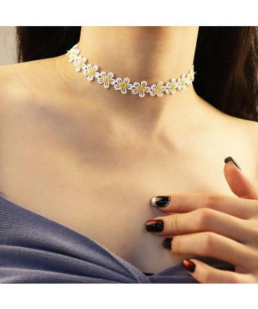 Shop Bethynas Colorful Floral Choker Necklace | Vintage Daisy Flower Neckband for Women & Teen Girls Perfect Bridal Party Neck Jewelry | Adjustable Clavicular Design - Buy Online on GoSupps.com