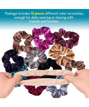 Hair Scrunchies Velvet Elastics Scrunchy Bobbles Soft Hair Bands Hair Ties (12 Colors) - Buy Online on GoSupps.com