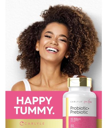 Carlyle Probiotic and Prebiotic for Women | 50 Billion Active Organisms Per Serving | 50 Capsules | with Organic Inulin | Vegetarian Supplement for Women - Buy Online on GoSupps.com