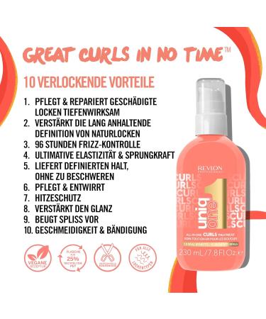 Revlon Professional Uniqone Curly Hair Leave-in Treatment 230ml | Vegan Multi-Benefit Cream for Curly Wavy & Kinky Hair | International Shipping Available - Buy Online on GoSupps.com