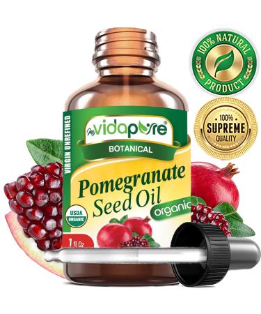 MYVIDAPURE ORGANIC POMEGRANATE SEED OIL Certified Organic 100% Natural. Refined Raw Undiluted for Skin Face Hair Lip and Nail Care. (1 Fl Oz) 1 Fl Oz (Pack of 1) - Buy Online on GoSupps.com