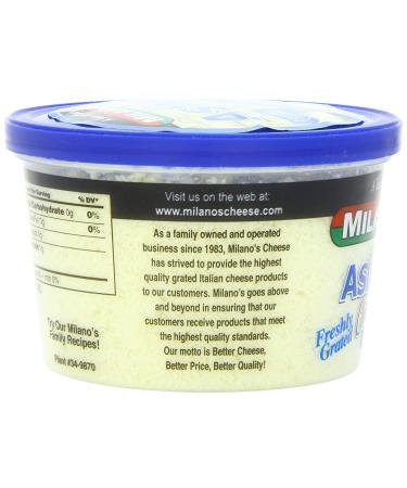 Milano's Asiago Cheese Deli Cup 8 oz | Grated Cheese | Pack of 1 - Buy Online on GoSupps.com