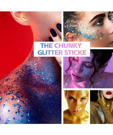  EONFAVE Glitter Stick Body Glitter Stick Glitter Face Mermaid Holographic Glitter Powder Body Hair Face Nail Art Christmas Rave Accessories (03 Gold) - Buy Online on GoSupps.com