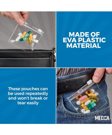 Zippered Pill Pouch Bags - 12 Pcs Clear Mini Bags for Pills Vitamins Supplements - BPA-Free Reusable & Travel-Friendly - Buy Online on GoSupps.com