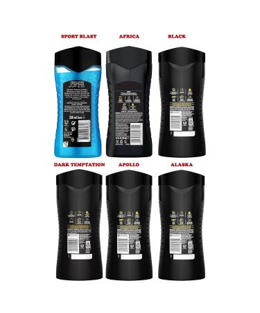 AXE Men's Body Wash Variety Set 6 Pack Assorted Scents 3-in-1 Body Face and Hair Wash 8.5 Oz. Each - Buy Online on GoSupps.com