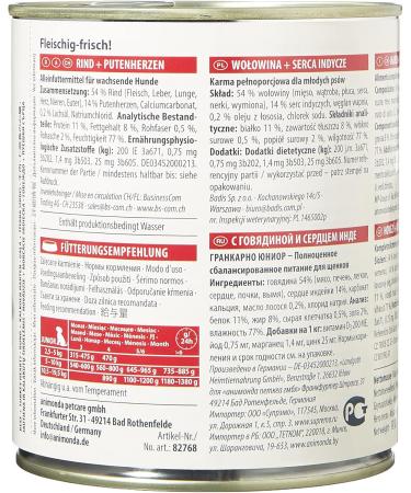 Animonda Grancarno Junior Dog Food 6 x 800g - Wet Feed for Growing Dogs with Beef & Turkey Hearts - Buy Online on GoSupps.com