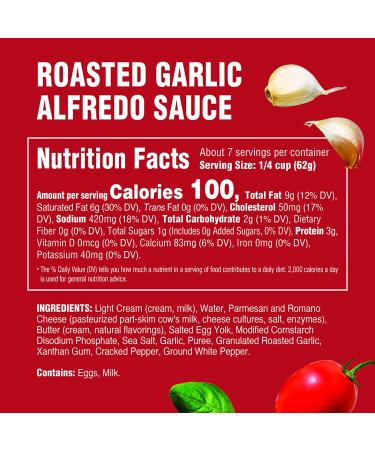 Rao's Homemade Roasted Garlic Alfredo Sauce - 15 oz | Rich & Creamy Pasta Sauce | Keto Friendly & Carb Conscious | Premium Quality Blend of Parmesan & Romano Cheese - Buy Online on GoSupps.com