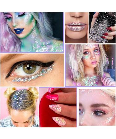 Sularpek 50ml Face Glitter Gel - Hair & Body Sequins Shimmer Liquid Eyeshadow - Mermaid Glitter for Festival Makeup - White - Buy Online on GoSupps.com