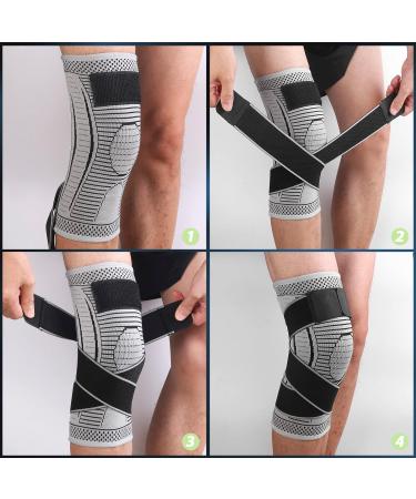 Ruilaibao Adjustable Knee Support Brace 1 pack Compression Knee Sleeves for Men Women Use for Meniscus Tear Arthritis Tendinitis Ligament Injury Weight Lifting Anti Slip Knee Brace (Gray Large) Gray Large - Buy Online on GoSupps.com