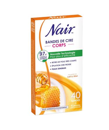 Nair Cold Wax Strips with Milk & Honey - 97% Natural 40 Strips + 4 Towels | Gentle Hair Removal for Body - Fast International Shipping - Buy Online on GoSupps.com