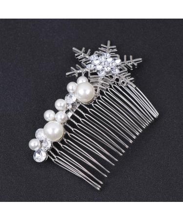 Beaupretty Wedding Hair Comb Pearl Vintage Bridal Hair Side Comb Snowflake Rhinestone Flower Hair Accessories Pieces for Women(Silver) - Buy Online on GoSupps.com