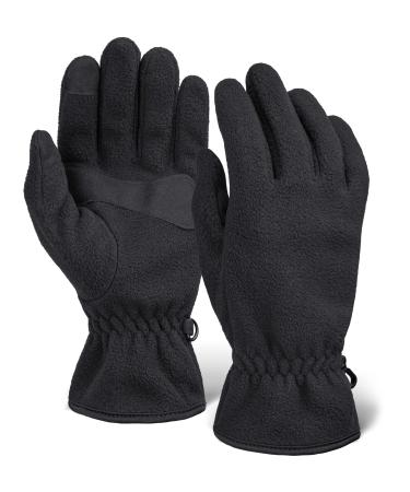 Tough Outdoors Fleece Winter Gloves - Thermal Driving Winter Gloves Women & Men - Cold Weather Touch Screen Warm Gloves X-Large Black