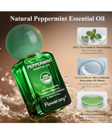 Flower Say Peppermint Essential Oil for Diffuser, USDA Organic Mint Oil for Hair Growth, 100% Pure Peppermint Oil for Skin, Aromatherapy, Candle Making & Garden Care-30ml - Buy Online on GoSupps.com