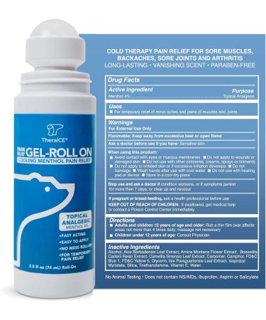 TheraICE Pain Relief Roll On 2.5 FL OZ - Fast Acting Icy Gel with Menthol for Muscles Joints Arthritis Back Knee & More - Buy Online on GoSupps.com