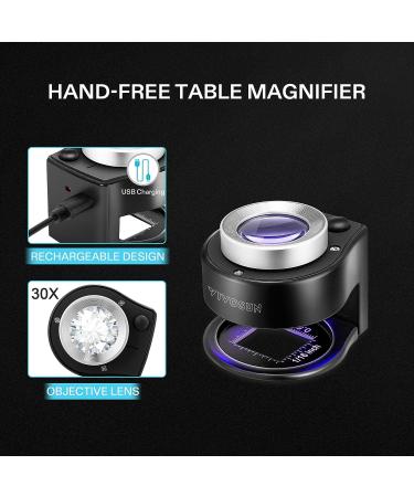 VIVOSUN 30X Rechargeable Loupe Magnifier with LED and UV Light - Portable Magnifying Glass for Jewelry, Textile, Gems, Stamps, Coins, Plants - Buy Online on GoSupps.com