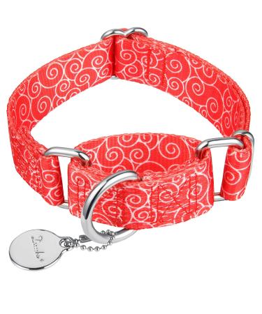 Dazzber martingale collars for dogs no pulling anti-escape neck band hard-wearing for medium-sized and large dogs adjustable 43.2 cm to 63.3 cm red promising cloud large 1 inch wide red