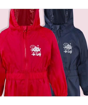 Metzuyan Unisex Baby Waterproof Puddle Rainsuit | All-In-One Dry Suit 12-18 Months | Red & Navy - Buy Online on GoSupps.com