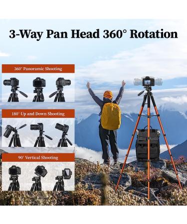 Professional Heavy Duty Camera Tripod for Photography, DSLR, iPhone - Orange | Max Load 15 LB - Buy Online on GoSupps.com