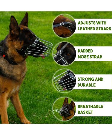 Durable Adjustable Wire Muzzle for German Shepherds & Large Dogs | Bronzedog Metal Basket - Ideal for Chewing & Biting - Buy Online on GoSupps.com
