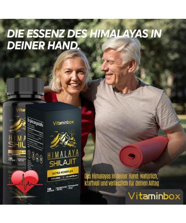  vitaminbox Shilajit Mumijo Shilajit Extract Capsules - 100% Pure Vegan & Tested - Himalaya Shilajit Bio Original - High Dose - 1200mg/Silajit Extract - Mumji Jilajit Original - 180 Capsules - Buy Online on GoSupps.com