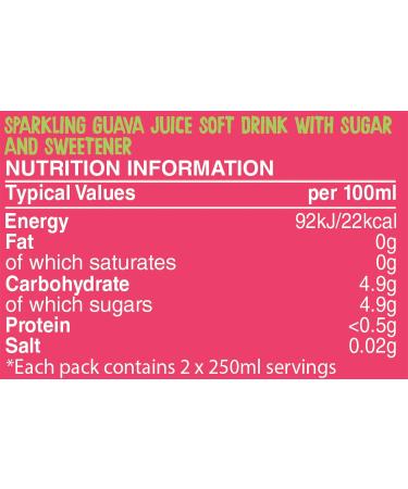 Rubicon Sparkling Guava Fizzy Drink - 24 x 330ml Cans | Handpicked Real Fruit Juice | Intensely Tempting Taste | Made with Natural Ingredients - Buy Online on GoSupps.com