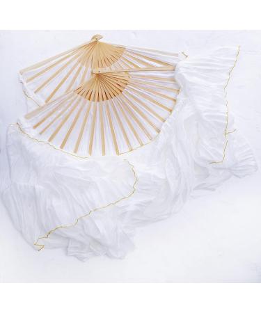 White Silk Belly Dance Fan Veils - Hand-Made 1.8m - FJYIRI Women - Buy Online on GoSupps.com