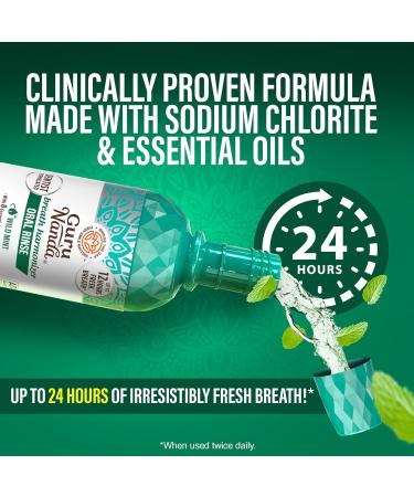 GuruNanda Fresh Breath Mouthwash ADA-Accepted Alcohol & Fluoride-Free Sodium Chlorite Essential Oils & Vitamins 12-Hrs Fresh Breath Wild Mint 16 oz - 2 Pack 16 Fl Oz (Pack of 2) - Buy Online on GoSupps.com