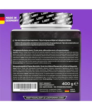 Loot Black Edition Clover Curse Game Booster | Flow-State Formula | 50 Servings (400g) | Caffeine & 20 High-Dose Ingredients | Black Currant & Blackberry - Buy Online on GoSupps.com