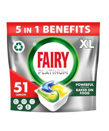 Fairy Platinum Lemon All-In-1 Dishwasher Tablets Bulk 51 Tablets Platinum Lemon 51 Capsules