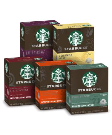 Starbucks by Nespresso Blonde, Medium, and Dark Roast Variety Pack Coffee (40-count single serve capsules, compatible with Nespresso Vertuo Line System) Blonde, Medium & Dark Roast Variety Pack (40 coffee pods) 40 Count (Pack of 1)