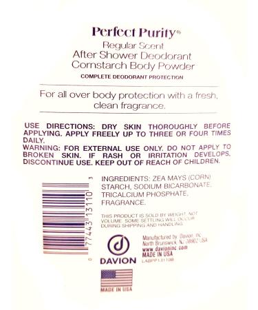 Perfect Purity After Shower Cornstarch Deodorant Body Powder 8oz - Talc-Free Formula | Regular Scent | Pink Bottle - Buy Online on GoSupps.com