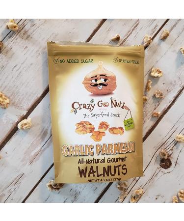 Crazy Go Nuts Garlic Parmesan Walnuts 4.5 oz (3-Pack) - Healthy Keto Snacks | Low Carb, Gluten-Free, Superfood with ALA Omega-3 Fatty Acids, Good Fats, and Antioxidants - Buy Online on GoSupps.com