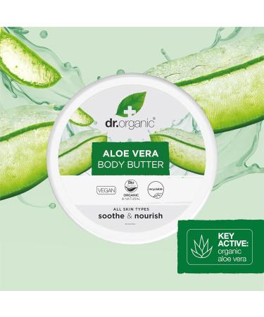 Dr Organic Aloe Vera Body Butter - Soothing & Moisturizing for All Skin Types | Natural Vegan Paraben & SLS Free 200ml - Buy Online on GoSupps.com