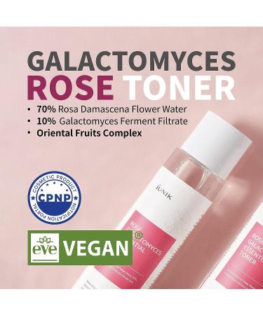 IUNIK Rose Galactomyces Essential Vegan Face Toner 6.7 Fl Oz - Natural Rose Water 70% Hydrating Moisturizer for Deep Nourishment - Buy Online on GoSupps.com