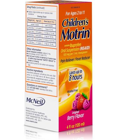 Children's Motrin Oral Suspension - 4 Oz - Ibuprofen Pain Relief - Buy Online on GoSupps.com