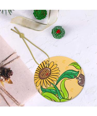 YYHHAOFA Sunflower Seeds and Sunflowers Prints Christmas Ceramic Round Pendant Decoration - Festive Hanging Ornament for Stores and Homes -2.9 in - Buy Online on GoSupps.com
