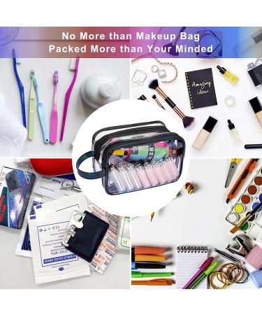 Large Clear Makeup Bag | 2 Layer Portable Organizer | Water-Resistant PVC Travel Pouch | Laser Cosmetic Bag for Women (Black) - Buy Online on GoSupps.com