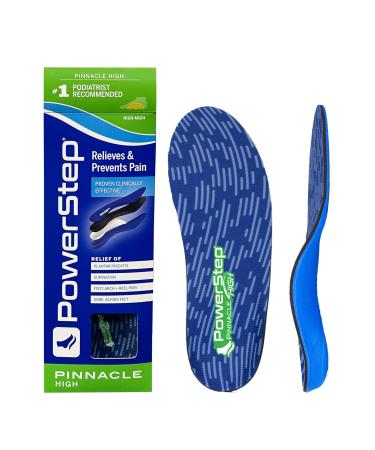 Powerstep Insoles Pinnacle High Arch Pain Relief Insole Supination High Arch Support Orthotic for Women and Men Blue/Dark Green Men's 6-6.5 / Women's 8-8.5