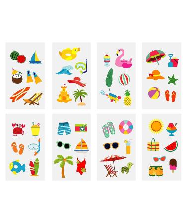 24 Sheets Pool Beach Temporary Tattoos - Birthday Decorations & Summer Party Favors - Buy Online on GoSupps.com