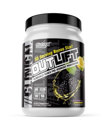 Nutrex Outlift Clinically Dosed Pre Workout Powder with Creatine, 8G Citrulline, BCAA, Beta Alanine | Energy, Performance, Pump Preworkout Supplement for Men and Women | BlackBerry Lemonade 30 Serv